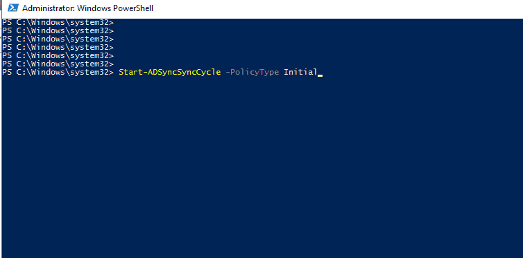 AD Connect full sync powershell