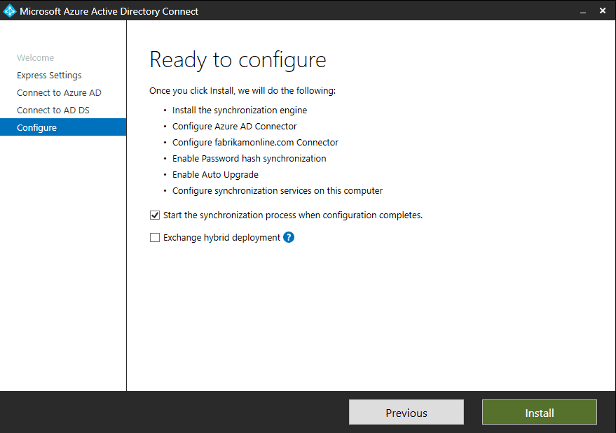 install Azure AD Connect
