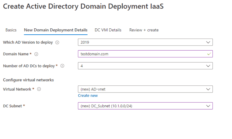 Active Directory domain deployment IaaS