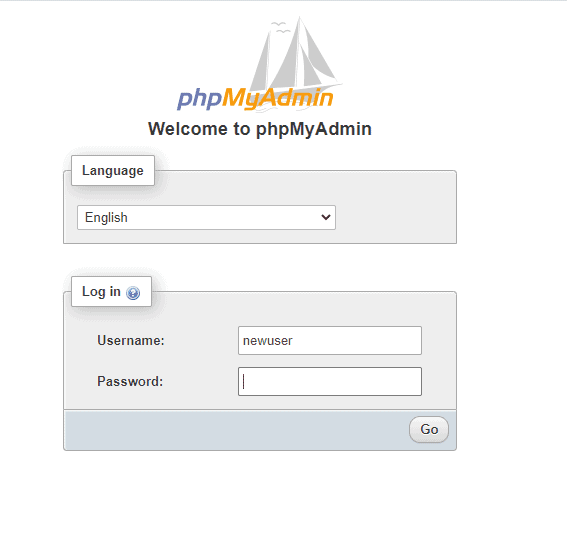 phpmyadmin login password