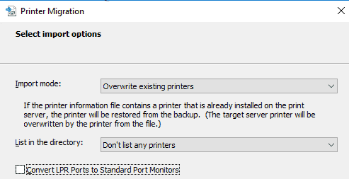 Printer import
