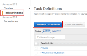 AWS ECR Task Definition: Create New Task