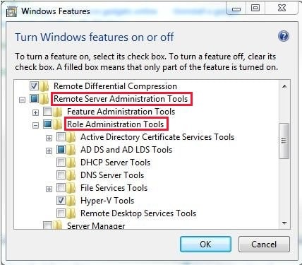 enable RSAT for roles and features