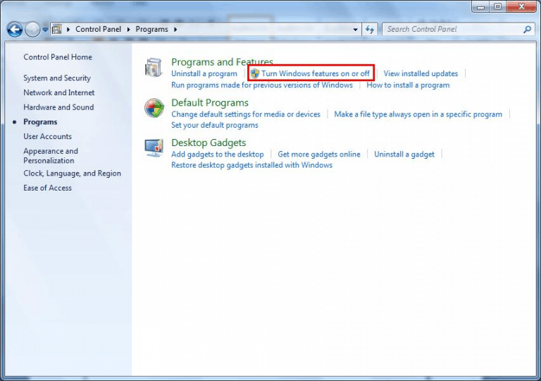 Turn Windows features on or off. To disable tools that you do not want to use in Windows 7, open Turn Windows features on or off in windows 7