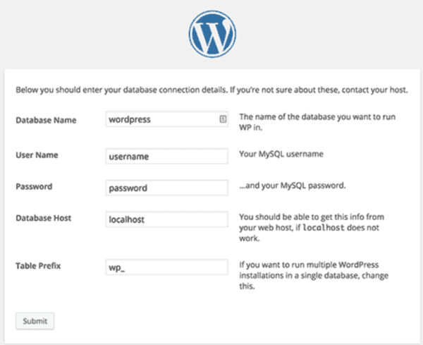 WordPress Table Prefix Value install WordPress on Windows Wamp
