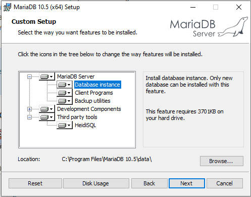 MariaDB installation on Windows
