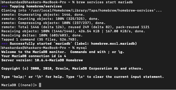 Installing MariaDB on MacOS