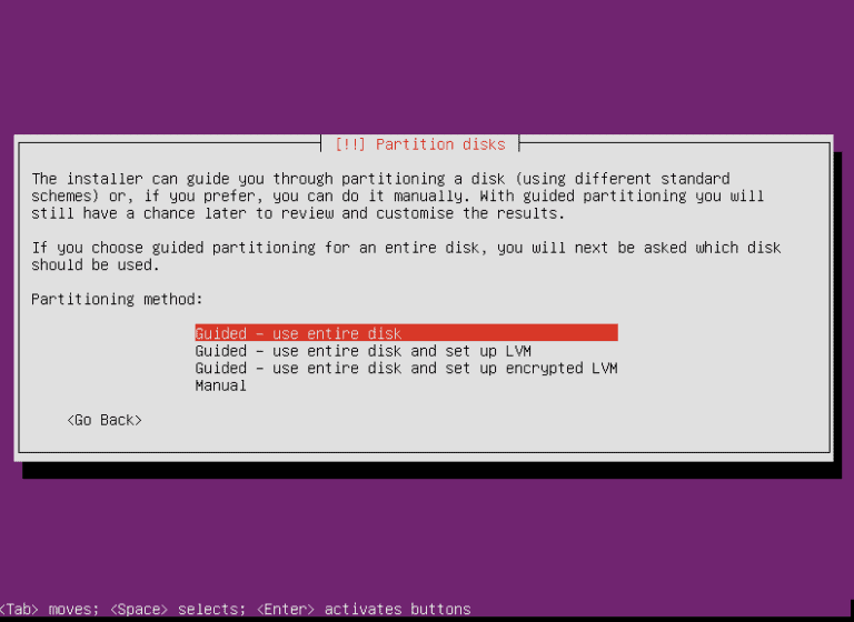 choose ubuntu installation partitioning disk method