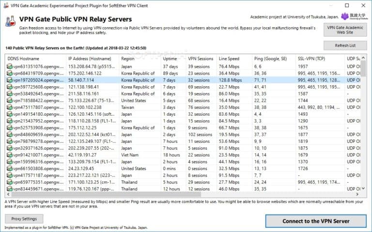 VPN Gate public vpn relay servers