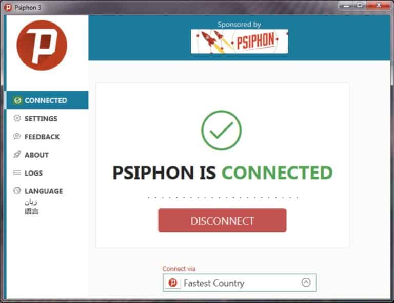 Psiphon VPN connection
