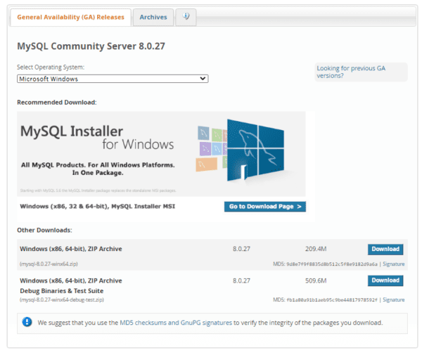 Install MySQL Server on Windows 10.