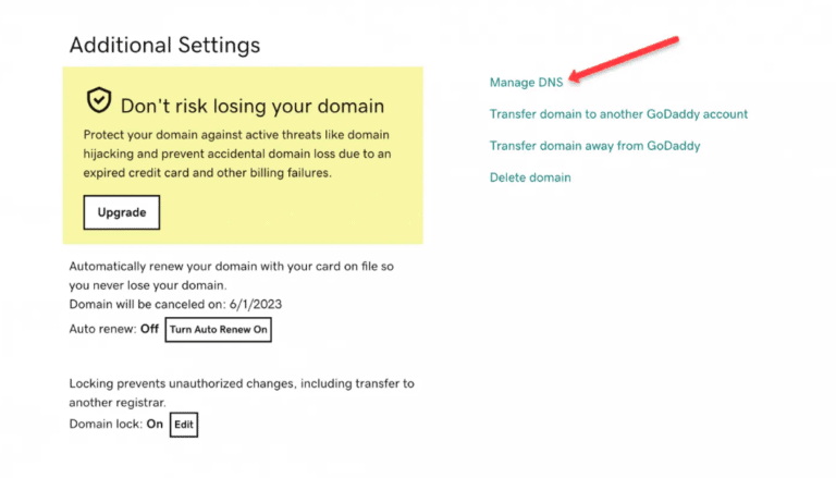 GoDaddy manage DNS settings