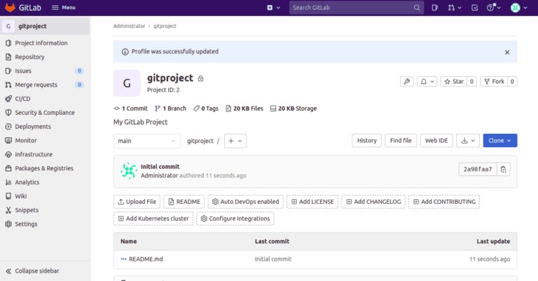 gitlab project created
