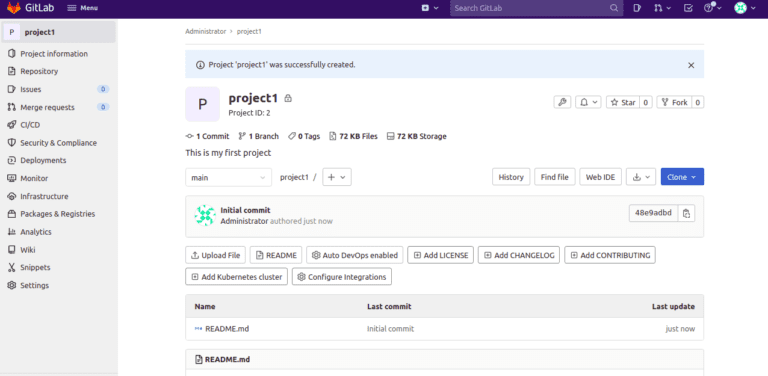 Gitlab project dashboard