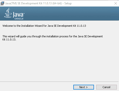 java install welcome page