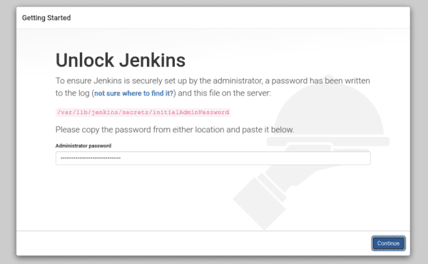 jenkins login page, start jenkins