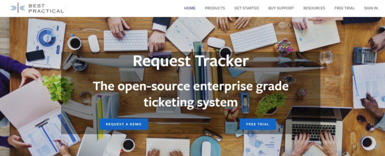 Request Tracker (RT) an open source ticket tracking software written in Perl used to coordinate tickets, manage user requests, and allow for collaboration of agents