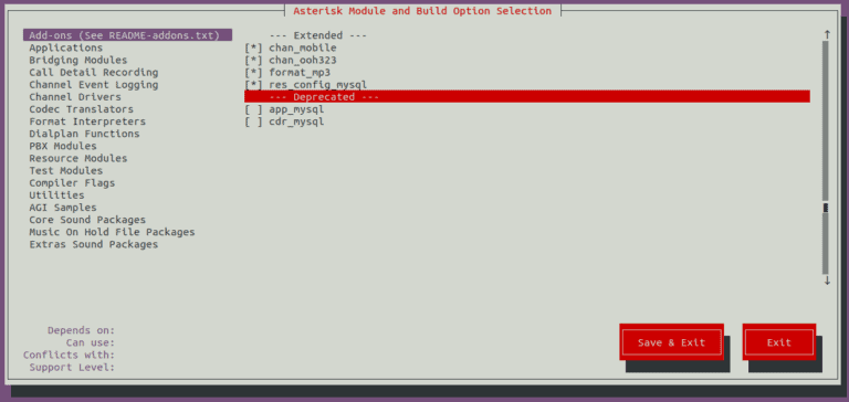Install FreePBX on Ubuntu 20.04 enable required addons
