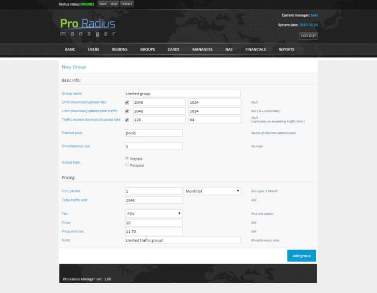 ProRadius FreeRADIUS GUI to Manage WIFI Authentication