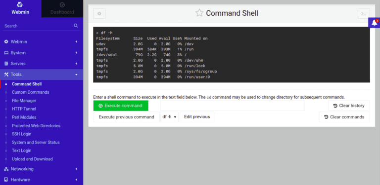 webmin command shell