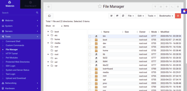 webmin file manager