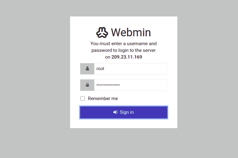 Install Webmin on Ubuntu 20.04 / Debian 11 webmin login page