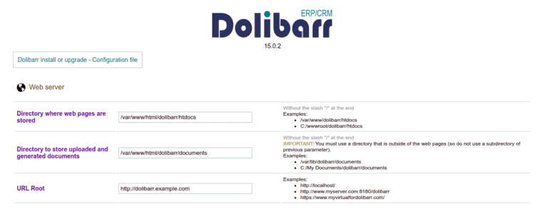 Install Dolibarr ERP CRM on Ubuntu 20.04 dolibarr webserver configuration