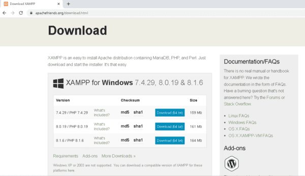 xampp download page