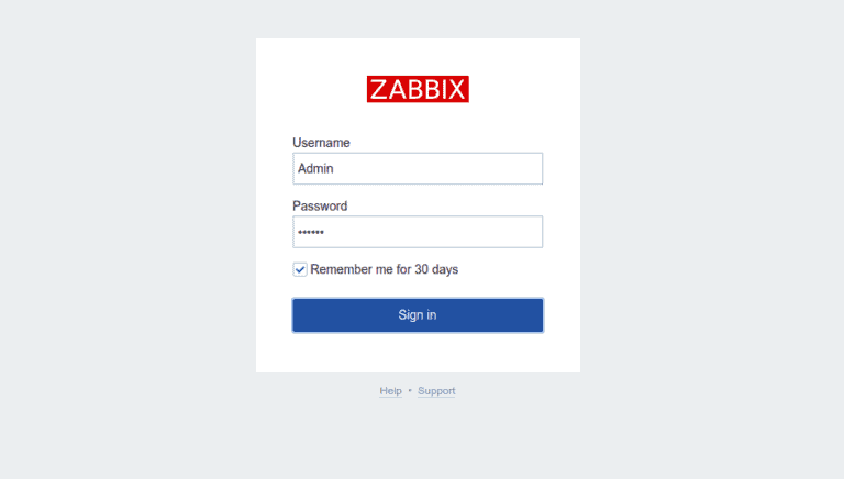 zabbix monitoring login page