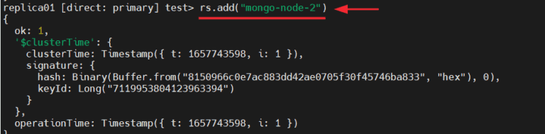 add node 2 to mongodb cluster