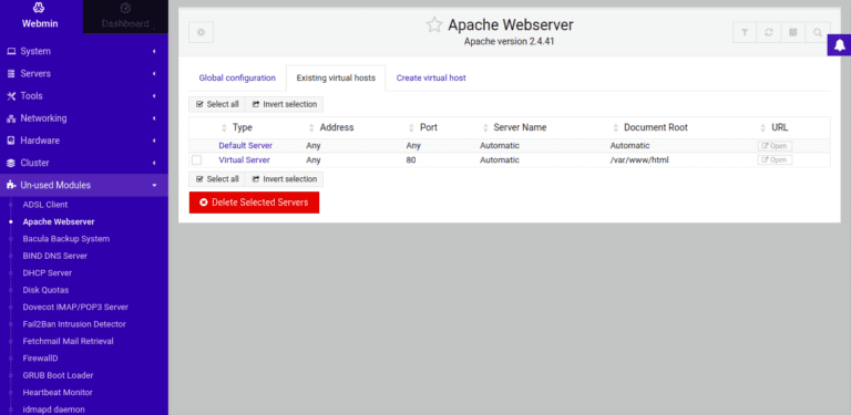 apache server configuration page