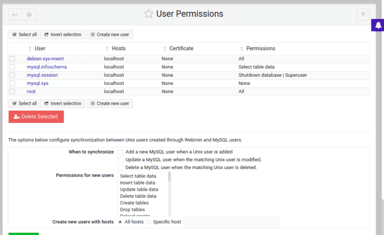 Install WordPress via Webmin on Ubuntu 20.04 / Debian user permission page