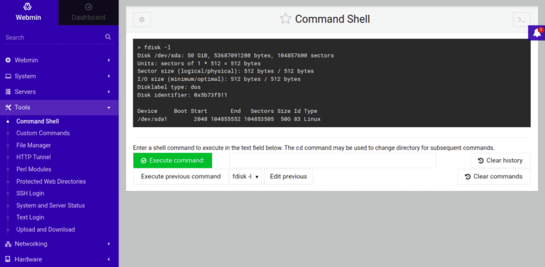Install Centos GUI (Webmin) on CentOS 8 webmin command shell