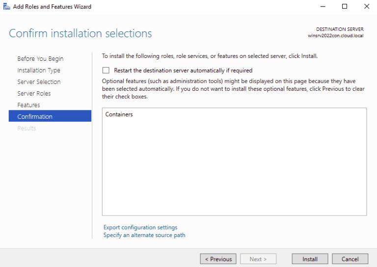 confirm container installation Deploy Docker Windows Containers on Windows 2019 / 2022