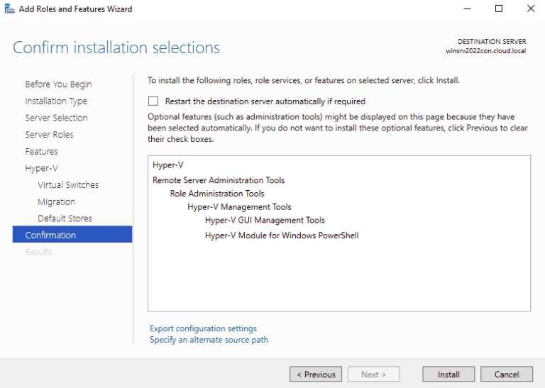 confirm hyper v installation Deploy Docker Windows Containers on Windows 2019 / 2022