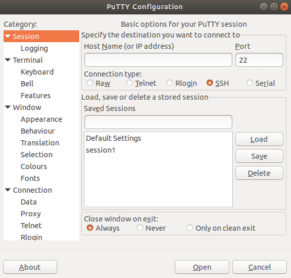 connect linux from windows using putty