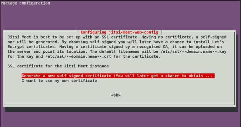 setup virtual classrooms using Jitsi on Ubuntu 20.04. Jitsi Certificate Prompt