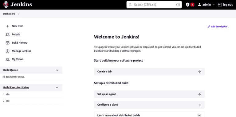 How to Create Jenkins Agent Container using Docker. jenkins dashboard