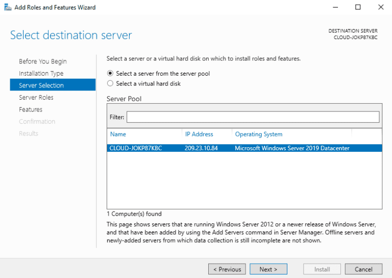 Setup Windows SMTP server select destination server