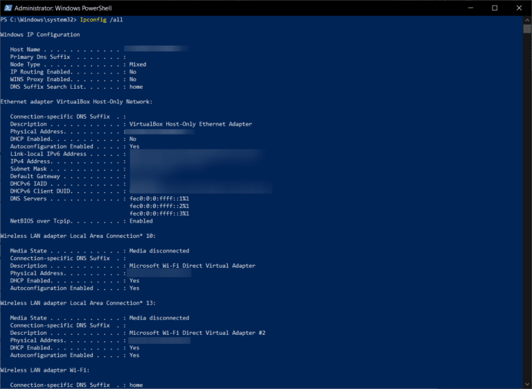 How To use IPConfig Commands and Options Powershell IPConfig all