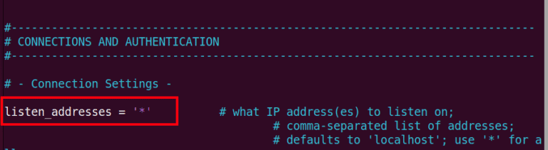 configure PostgreSQL to listen to all IP addresses