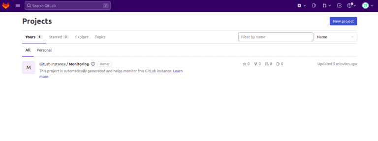 How to Install GitLab on Ubuntu 22.04 dashboard