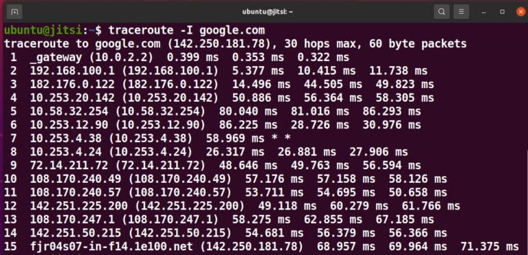 traceroute with ICMP packets