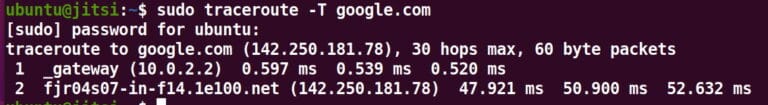 traceroute with TCP SYN packets