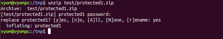 unzip a password protected zip file
