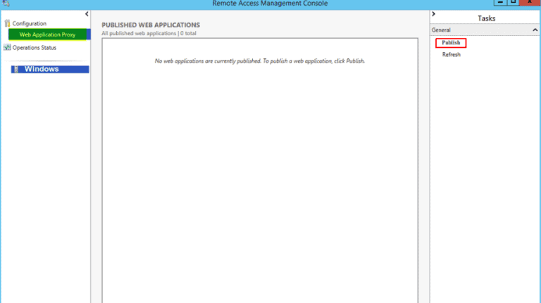 web application proxy publish screen