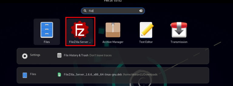 How to Install FileZilla FTP Server on Debian 11 Launch FileZilla Server