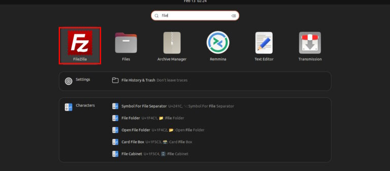How to Install FileZilla FTP Client on Linux Ubuntu 22.04 Launch FileZilla via GUI