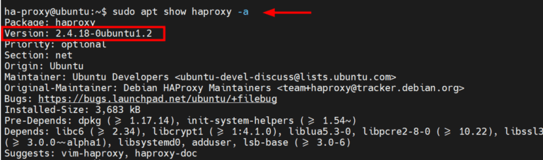 check version of haproxy ubuntu 22.04