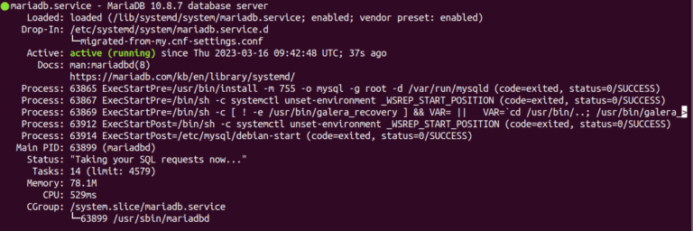 Install MariaDB on Ubuntu 22.04 mariadb check service status